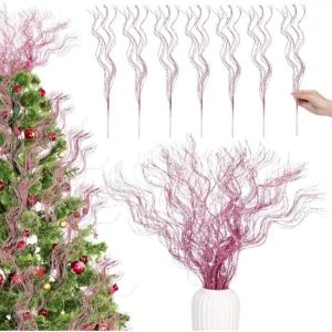 8Pcs Glitter Artificial Berry Branches Christmas Decoration Christmas Tree Ornament for Home Decor New Year Party Gifts Supplies