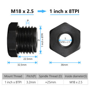 XCAN Wood Turning Lathe Headstock Spindle Chuck Adapter M33x3.5/M18x2.5/1-8TPI/ 3/4x16 Woodworking Tool