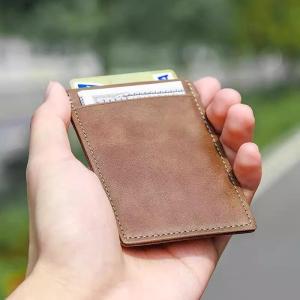 Ultra-Thin Leather Card Holder Wallet for Men And Women Portable Bus Card Clip Simple Design Compact Size Credit Card Case