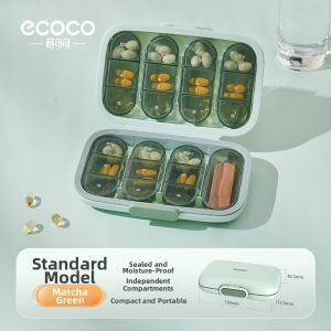 ecoco | Portable Weekly Medicine Organizer with Pill Cutter