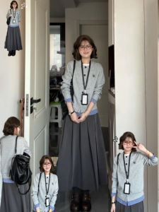 YIFANSHI | Comfort Slimming Grey Tweed Pleated A-Line Skirt Mid-Length
