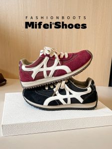 MIFEI | Red Genuine Leather Soft Thick Sole Sports Shoes