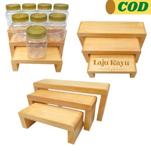 Rak Multifungsi Tempat Bumbu Dapur Rak Display Kayu Pajangan Kosmetik Parfum dekorasi foto properti