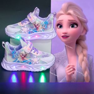 Elsa Girls Shoes Fleece Lined Soft Bottom Anti Slip Leather Surface Sports Shoes Lightweight Breathable Childrens Footwear