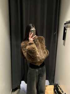 Thickened Short Zipper Fur Coat Stand Collar Warm Winter Womens Jacket Lazy Style Fake Fur Material Brandless 2024 Autumn Collection