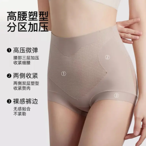 Summer Lightweight Silk Womens Shaping Underwear High Elasticity Soft High Waist Briefs Antibacterial Comfortable Inner Pants