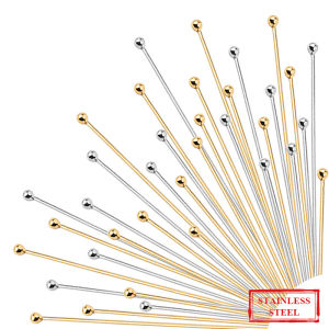 50pcs/100pcs Stainless Steel Ball Head Pins Gold Plated Eye Pins Supplies For Jewelry Making Handmade DIY Jewelry Accessories