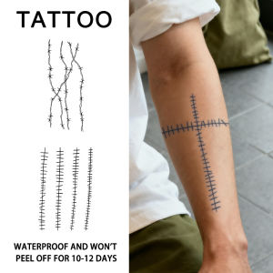 Sutured Wound Waterproof Temporary Tattoo Stickers Long-lasting Waterproof for One to Two Weeks Fake Tattoo for Arm Leg.