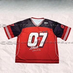 Xo & 07 รูปแบบ V คอผู้หญิงเสื้อยืดขนาดใหญ่หลวมแขนสั้นสบายๆ Hip-Hop Street Dance ชุดแฟชั่น TOP