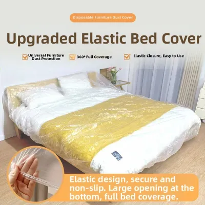 KEKESHANGJIA | Dust Cover Furniture Protector Plastic One-Time Use Elastic Opening