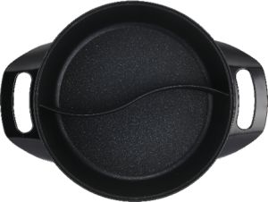 Lẩu điện Nagakawa NAG1906 2 ngăn đa dụng dung tích 6L lòng nồi nguyên khối chống dính vân đá đa chức năng nấu