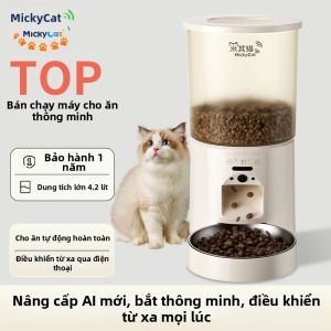 Micky Cat | Thiết Bị Cho Thức Ăn Tự Động Thông Minh cho Mèo với Cuộc Gọi Video và Cho Thức Ăn Theo Thời Gian