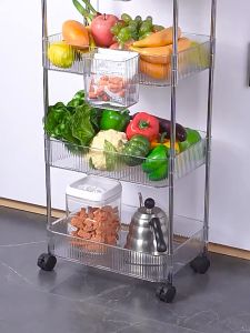 CPY Home bathroom storage rack cart with wheels movable storage trolley Kitchen clamp storage rack