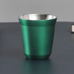 80ML Mini Espresso Coffee Cups Stainless Steel Double Wall Insulated Flat Bottom Cup Solid Double-Layer Color Drink Tea Cups