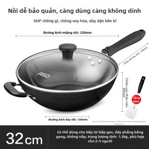 ASD | Chảo Không Tráng Men Dùng Gia Đình Đáy Phẳng