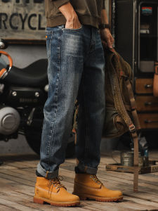Stylish High-end Loose Washed Straight Tapered Jeans