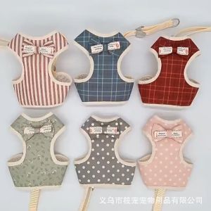 Dây dắt chó mèo kèm yếm  xích chó mèo đi dạo hoạ tiết dễ thương