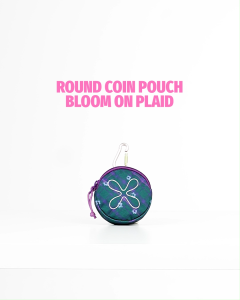 Exsport Round Coin Pouch Bloom On Plaid Emerald Green Xs