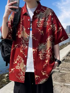 JIARONG | Áo Sơ Mi Cổ Tròn Mỏng Kiểu Trung Quốc Tàu Short Tay
