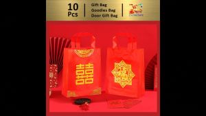 Gift Bag [10pcs] Goodies Bag Door Gift (38) Chinese New Year Premium Gift Bag Happiness Good Fortune Thicken Wedding Festive Handbag Plastic Bag