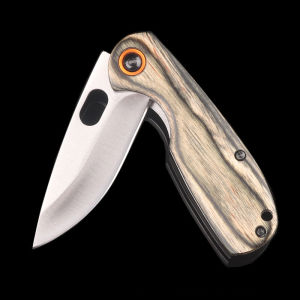 AverBEST มีดพับเล็ก ด้ามไม้ลายสวยๆ 4สี เทา(สีไม้) ดำ น้ำเงิน ส้ม ระบบ liner lock ใบมีดยาว 67มม.