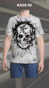 Kaos 3D 3 Dimensi Skull Head Premium Bangkok Thailand