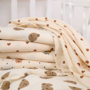 Kid Blanket Baby QuiltDouble-Layer Cotton Gauze Air Conditioning Blanket Small Quilt Childrens Clothing Blanket