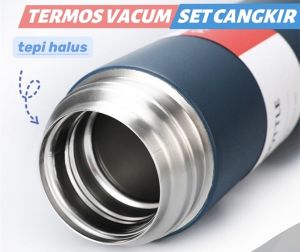 ( BISA COD ) PROMO BOTOL MINUM TERMOS 500ML VACCUM FLASK PANAS DINGIN STAINLEES STEEL / 1 SET TERMOS + CANGKIR / TERMOS BOTOL MINUM SULTAN / TERMOS BUAT KADO HADIAH / TERMOS TAHAN PANAS DAN DINGIN