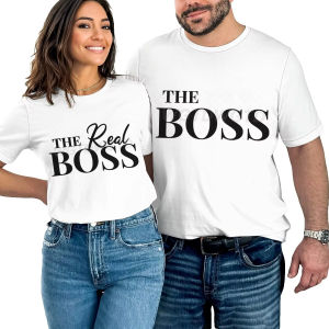 Sanrio | The Boss & The Real Boss Matching T-shirts Couples Matching Outfits Gifts Funny Letter Print Valentines Day Men Women Clothing