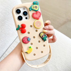 Sanrio | 17 Pro Max 17 Air For Crocs Holes Design Shockproof Case for iPhone 16 15 14 13 12 Pro Max with Wrist Strap + Accessories Kit