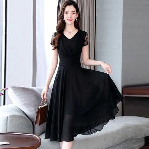 ELF TRIBE Chiffon Dress Women Noble Lady Elegant Midi Short Sleeve V-neck A-line Dress Elftribe Elf Clothes Fantasy Elf Costume Ethiopian Traditional Clothes Price Elf On The Shelf Costume - Lazada