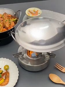 Stainless Steel Honeycomb Skillet Non-stick with Handle Scratch-resistant Cooking Pasta Steak Porridge Ramen