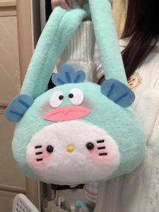 Túi xách hình con thú nhồi bông phong cách hoạt hình có dây đeo vai mềm mại Bộ phận nâng để sử dụng thường ngày bởi thanh niên