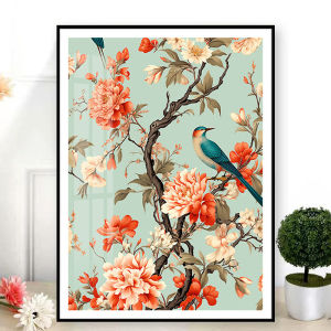 Handmade Diamond Painting Cuckoo Bird Full Drill Living Room Wall Art Vintage Feathers Cross Stitch Frame Included Modern Simplicity