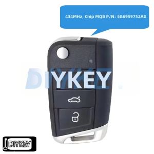 Chìa Khóa Điều Khiển Từ Xa Xe Hơi Dạng Gập Bán Thông Minh 3 Nút Tần Số 434MHz Chip MQB Tương Thích Với Volkswagen VW Mã Sản Phẩm 5G6959752AG 5G6 959 752 AG