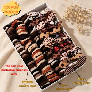 126 Pieces of Random Colors: Leopard-Print Caramel-Colored Hair Accessories Suitable for Everyday Cute Girl Hairstyles.