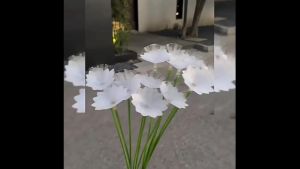 1PC 6-Head Solar Powered White Fiber Flower Garden Light Outdoor Floor Mounted Lawn Light Used for Courtyard Party Decoration