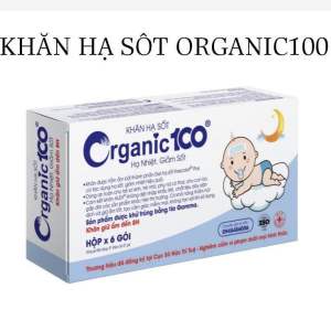 KHĂN LAU HẠ SỐT Organic100 - Hạ nhiệt giảm sốt cho bé từ 0 tháng tuổi - hộp 6 gói