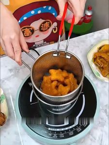 FH-C1233 Panci Deep Fryer 2IN1 Stainless Steel Panci Set Saringan Minyak Praktis Rebus Multifungsi