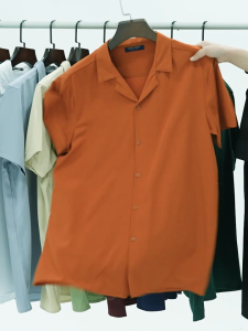 MaleVogue Korean Collar Tops Short Sleeves Polo Crop Top Retro Lapel Knitted Tops polo shirt for men