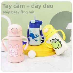 Cute Rabbit Baby Straw Sippy Cup Insulated