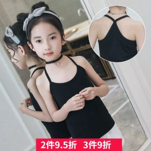 Girls Slim Fit Modal Y-Back Vest Summer Thin Korean Style Wearable inside And outside Pure Color Strap Vest Belly Protector