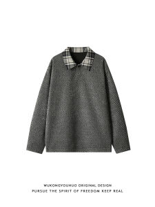 WUKONGYOUHUO | Vintage Corduroy Plaid Collar Sweater