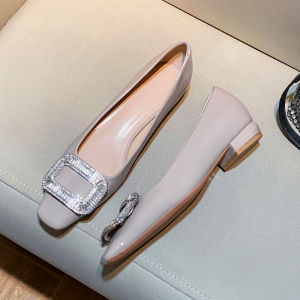 Nude Flat Head Single Shoes Womens 2025 New Spring Commute Patent Leather Versatile Commuting Professional Low Heel Work Shoes