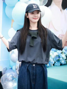 Difficult to Please Womens Short Sleeve T-Shirt Dog Print Cotton Casual Summer Fashion Deep Grey Loose Fit round Neck Top