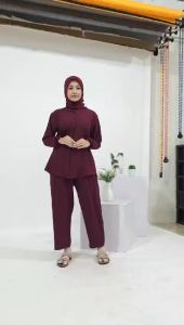 One Set Wanita Cringkle Airflow Tangan Panjang