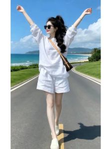 NUMEN BUTTON | Summer Relax Loose Fit Sun Protection Linen Suit White