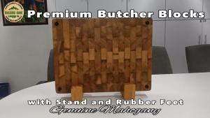 Butcher Block (End Grain) with Rubber Feet & Stand Genuine Mahogany Wood 1.5" x 12" x 16"