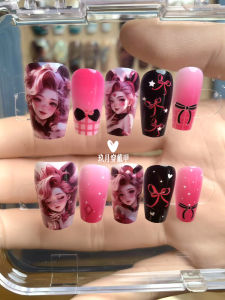 Sweet Cute Wearable Nail Art Wang Zhong Qing - Sun Shang Xiang Finished Product with Seal Layer Size Divided Nail Tips