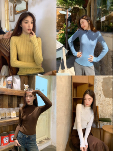 NIHAOKANONG | Áo Sweater Knit Cổ Trung cho Phụ Nữ